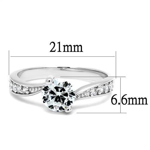 MA3W1337 - Rhodium Brass Ring with AAA Grade CZ  in Clear