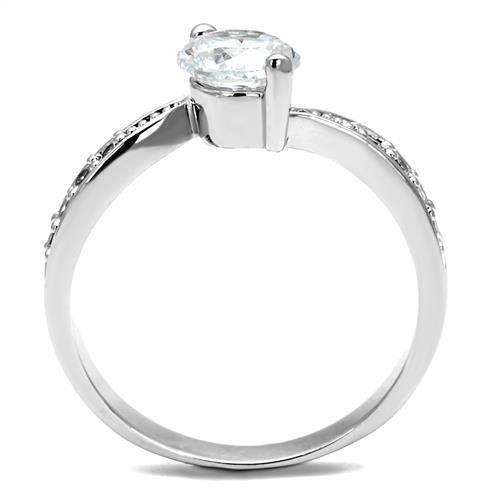 MA3W1337 - Rhodium Brass Ring with AAA Grade CZ  in Clear