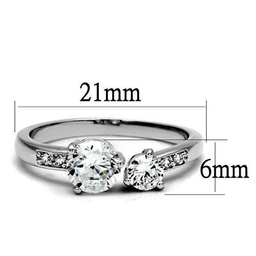 MA3W1338 - Rhodium Brass Ring with AAA Grade CZ  in Clear