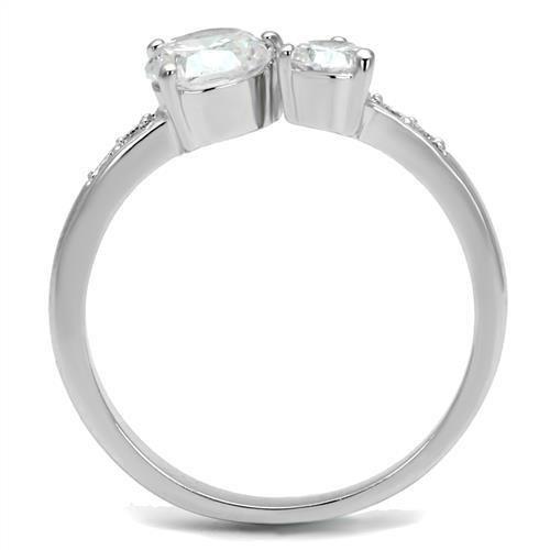 MA3W1338 - Rhodium Brass Ring with AAA Grade CZ  in Clear