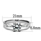 MA3W1339 - Rhodium Brass Ring with AAA Grade CZ  in Clear