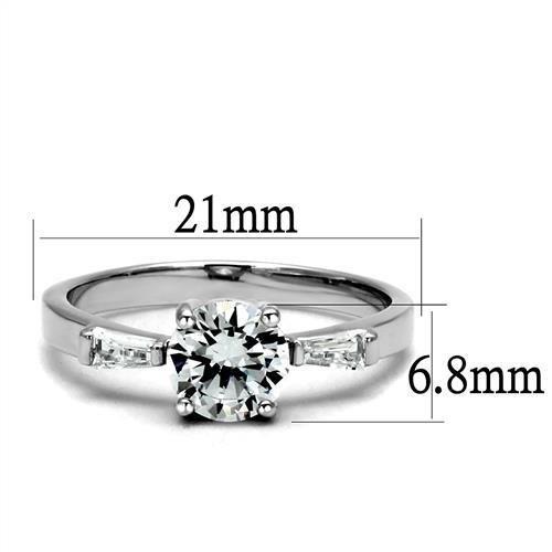 MA3W1339 - Rhodium Brass Ring with AAA Grade CZ  in Clear