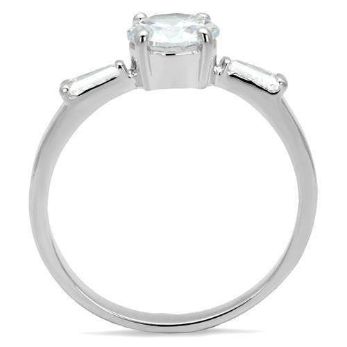 MA3W1339 - Rhodium Brass Ring with AAA Grade CZ  in Clear