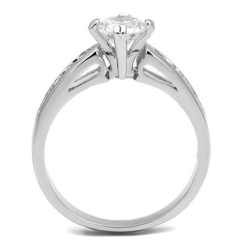 MA3W1340 - Rhodium Brass Ring with AAA Grade CZ  in Clear