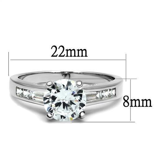 MA3W1341 - Rhodium Brass Ring with AAA Grade CZ  in Clear
