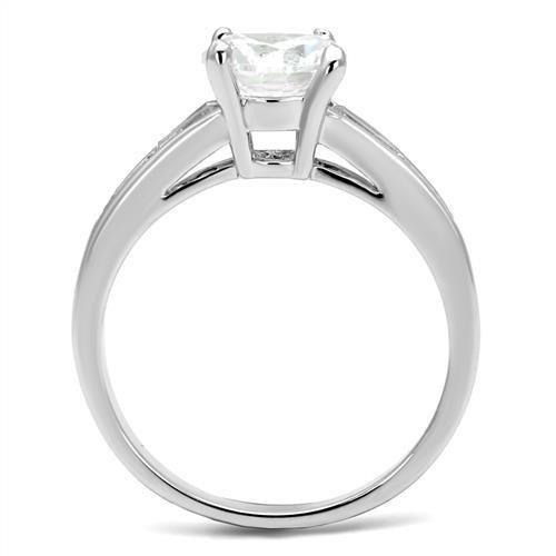 MA3W1341 - Rhodium Brass Ring with AAA Grade CZ  in Clear