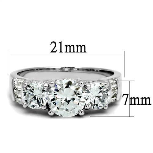 MA3W1343 - Rhodium Brass Ring with AAA Grade CZ  in Clear