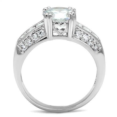 MA3W1344 - Rhodium Brass Ring with AAA Grade CZ  in Clear