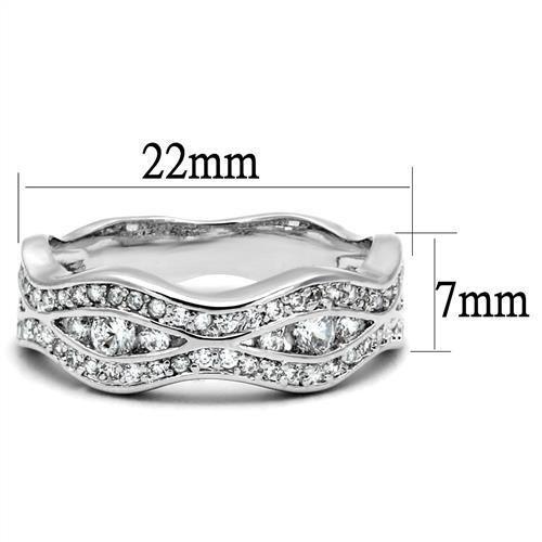 MA3W1345 - Rhodium Brass Ring with AAA Grade CZ  in Clear