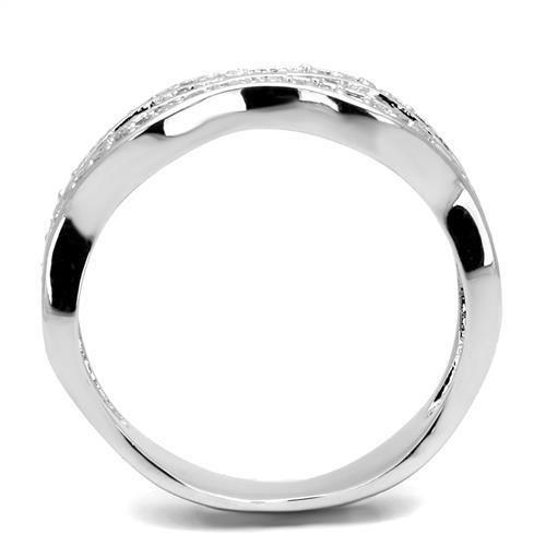 MA3W1345 - Rhodium Brass Ring with AAA Grade CZ  in Clear