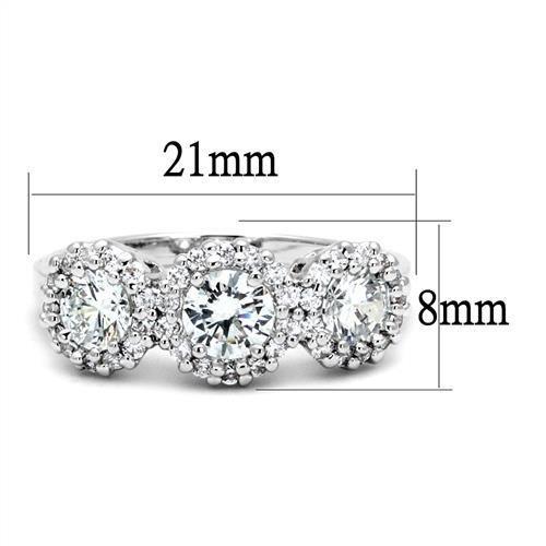 MA3W1347 - Rhodium Brass Ring with AAA Grade CZ  in Clear