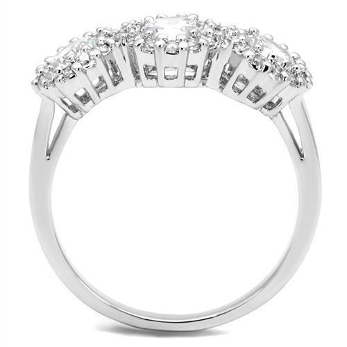 MA3W1347 - Rhodium Brass Ring with AAA Grade CZ  in Clear