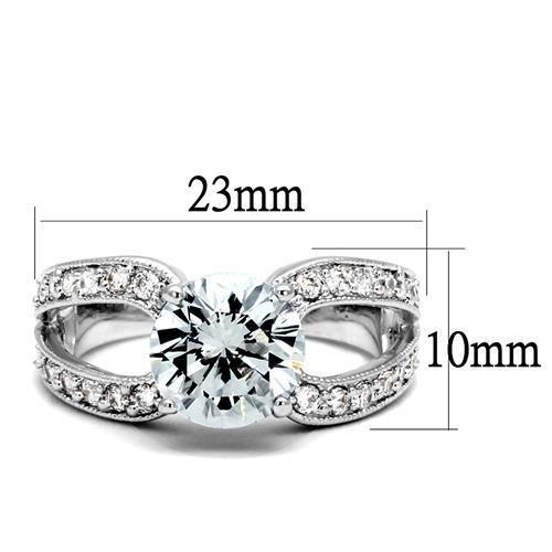 MA3W1348 - Rhodium Brass Ring with AAA Grade CZ  in Clear