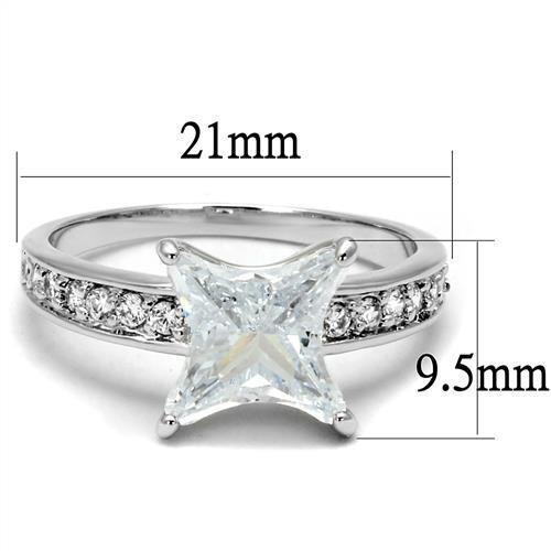 MA3w1349 - Rhodium Brass Ring with AAA Grade CZ  in Clear