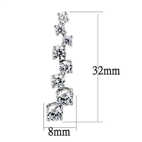 MA3W1352 - Rhodium Brass Earrings with AAA Grade CZ  in Clear