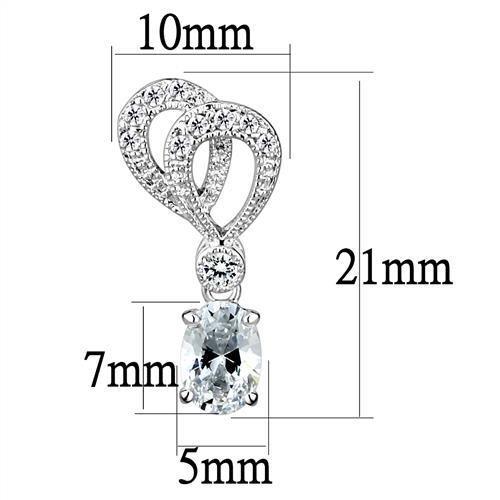 MA3W1355 - Rhodium Brass Earrings with AAA Grade CZ  in Clear