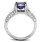 MA3W1359 - Rhodium Brass Ring with AAA Grade CZ  in Amethyst