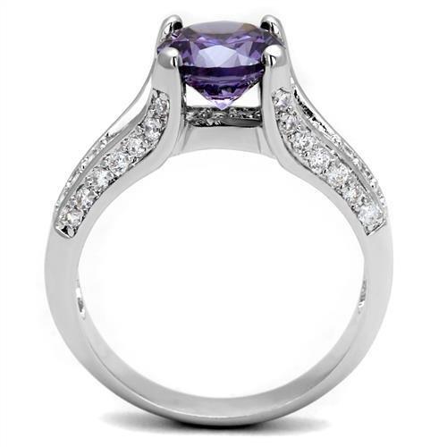 MA3W1359 - Rhodium Brass Ring with AAA Grade CZ  in Amethyst