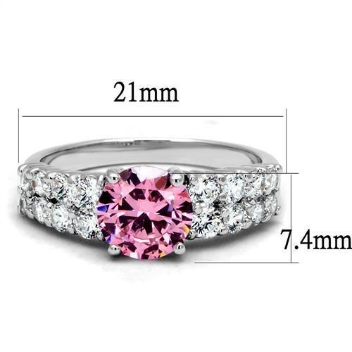 MA3W1361 - Rhodium Brass Ring with AAA Grade CZ  in Rose