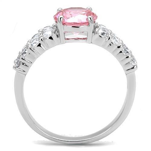 MA3W1361 - Rhodium Brass Ring with AAA Grade CZ  in Rose