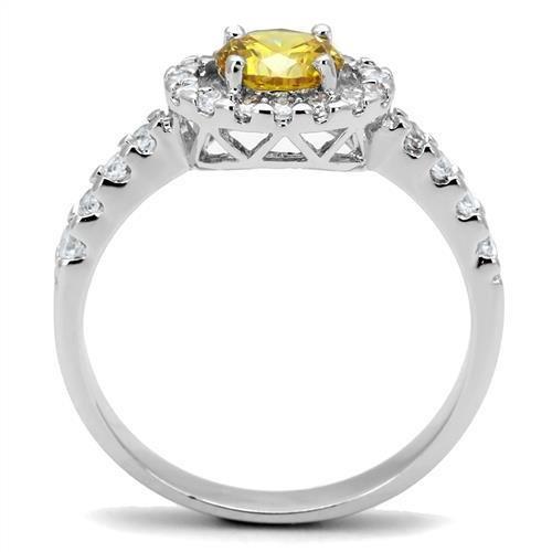 MA3W1362 - Rhodium Brass Ring with AAA Grade CZ  in Topaz