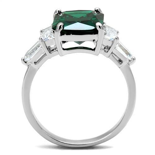 MA3W1363 - Rhodium Brass Ring with Synthetic Spinel in Emerald