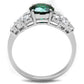 MA3W1364 - Rhodium Brass Ring with Synthetic Spinel in Emerald