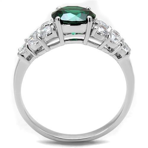 MA3W1364 - Rhodium Brass Ring with Synthetic Spinel in Emerald