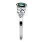 MA3W1364 - Rhodium Brass Ring with Synthetic Spinel in Emerald