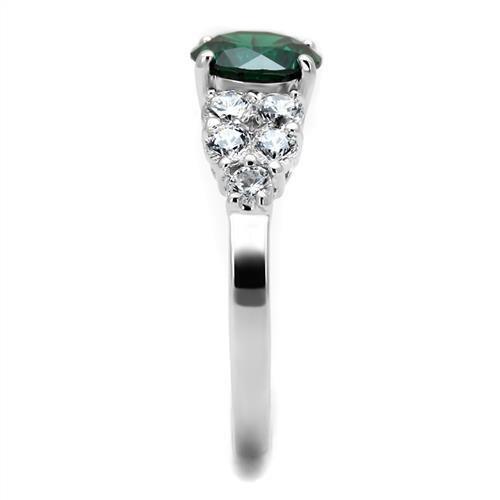 MA3W1364 - Rhodium Brass Ring with Synthetic Spinel in Emerald