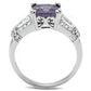 MA3W1365 - Rhodium Brass Ring with AAA Grade CZ  in Amethyst