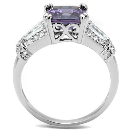 MA3W1365 - Rhodium Brass Ring with AAA Grade CZ  in Amethyst