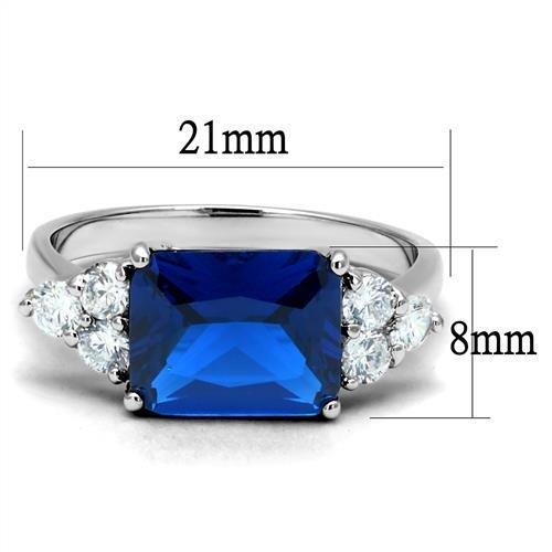 MA3W1367 - Rhodium Brass Ring with Synthetic Spinel in London Blue