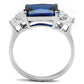 MA3W1367 - Rhodium Brass Ring with Synthetic Spinel in London Blue