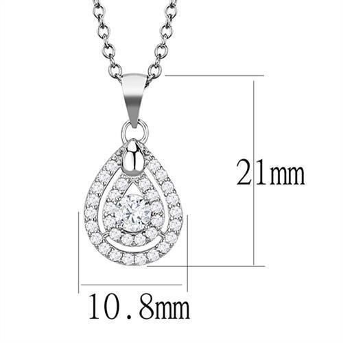 MA3W1376 - Rhodium 925 Sterling Silver Chain Pendant with AAA Grade CZ  in Clear