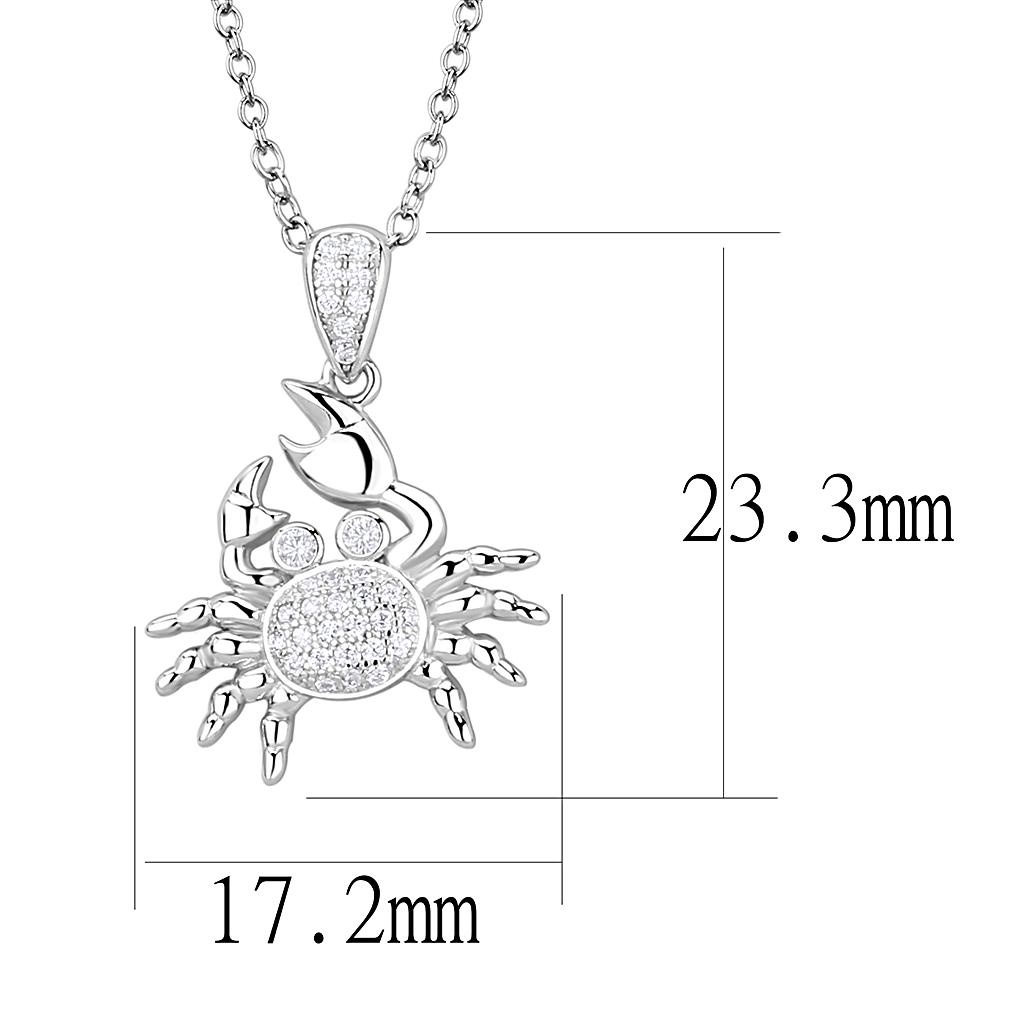 MA3W1377 - Rhodium 925 Sterling Silver Chain Pendant with AAA Grade CZ  in Clear