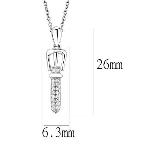 MA3W1381 - Rhodium 925 Sterling Silver Chain Pendant with AAA Grade CZ  in Clear