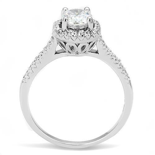MA3W1386 - Rhodium 925 Sterling Silver Ring with AAA Grade CZ  in Clear