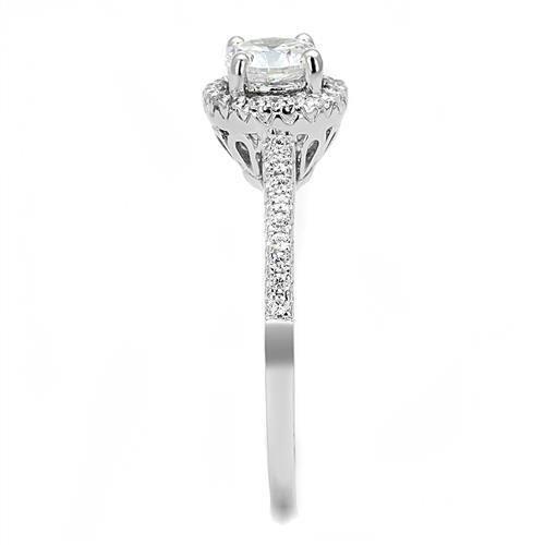 MA3W1386 - Rhodium 925 Sterling Silver Ring with AAA Grade CZ  in Clear