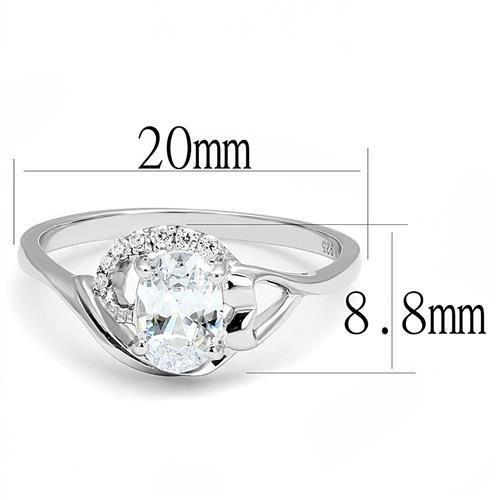 MA3W1388 - Rhodium 925 Sterling Silver Ring with AAA Grade CZ  in Clear