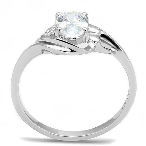 MA3W1388 - Rhodium 925 Sterling Silver Ring with AAA Grade CZ  in Clear