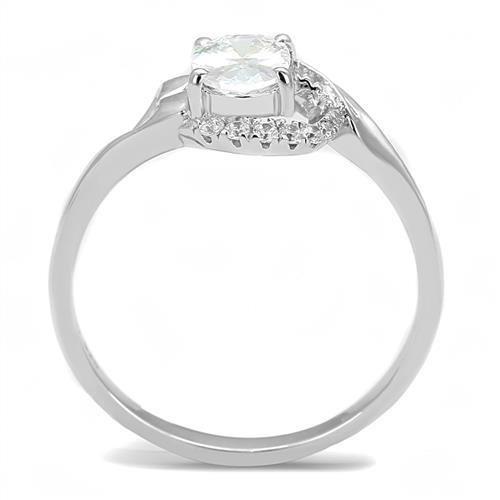 MA3W1388 - Rhodium 925 Sterling Silver Ring with AAA Grade CZ  in Clear