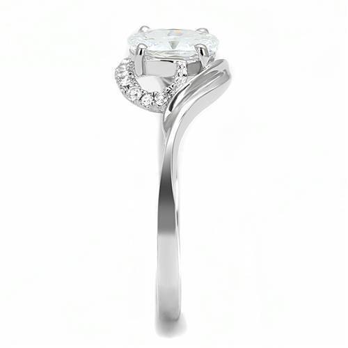 MA3W1388 - Rhodium 925 Sterling Silver Ring with AAA Grade CZ  in Clear
