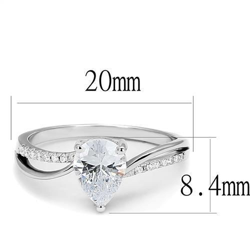 MA3W1389 - Rhodium 925 Sterling Silver Ring with AAA Grade CZ  in Clear