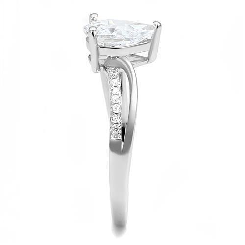 MA3W1389 - Rhodium 925 Sterling Silver Ring with AAA Grade CZ  in Clear