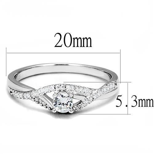 MA3W1390 - Rhodium 925 Sterling Silver Ring with AAA Grade CZ  in Clear