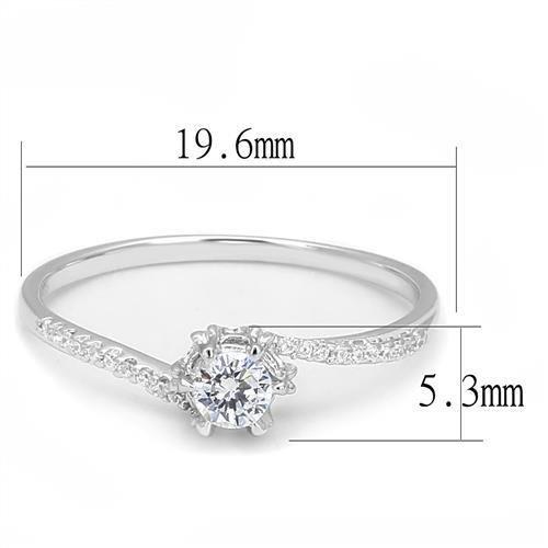 MA3W1392 - Rhodium 925 Sterling Silver Ring with AAA Grade CZ  in Clear