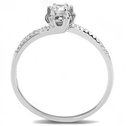 MA3W1392 - Rhodium 925 Sterling Silver Ring with AAA Grade CZ  in Clear