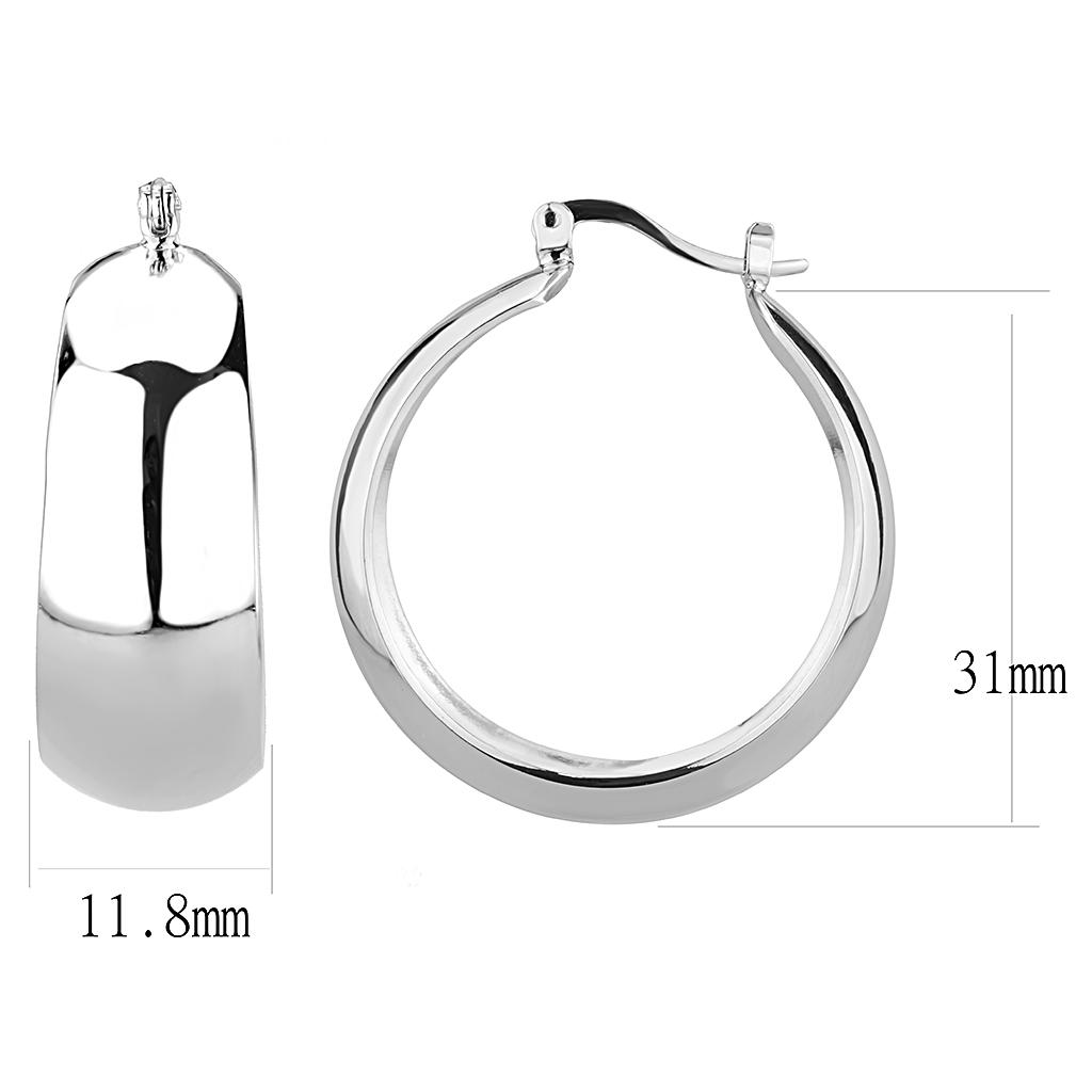 MA3W1400 - Rhodium Brass Earrings with No Stone