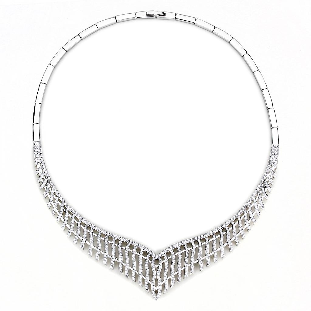 MA3W1412 - Rhodium Brass Jewelry Sets with AAA Grade CZ  in Clear